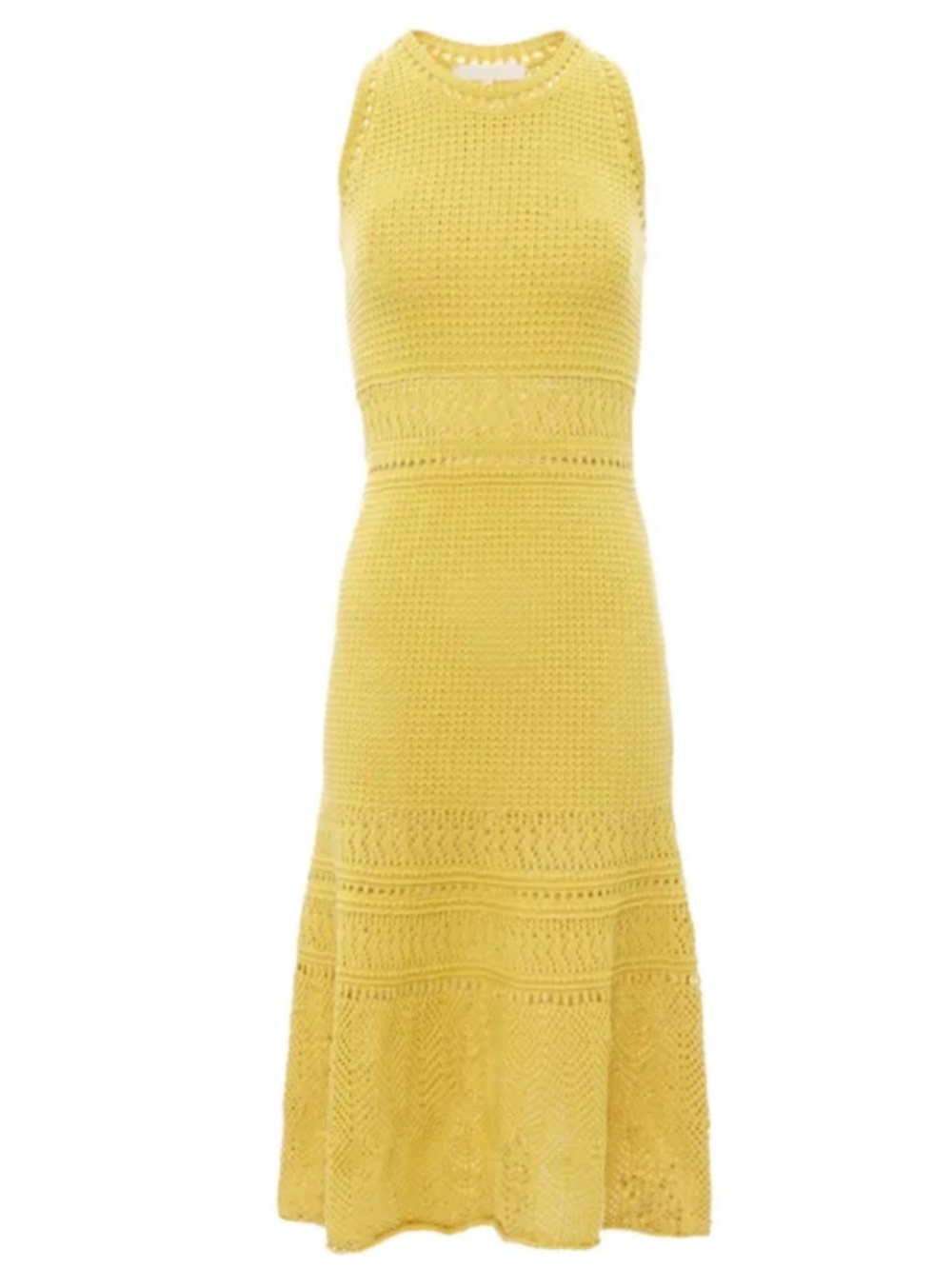 Vanessa Bruno 🧶 Thara Crochet Midi Dress | Yellow Boho Resortwear Size S - Picture 2 of 16